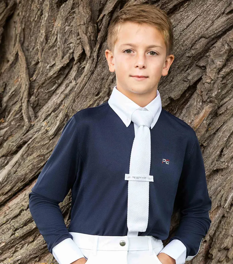 Premier Equine Mini Giulio Boy's Long Sleeve Show Shirt Navy 1 Premier Equine Mini Giulio Boy's Long Sleeve Show Shirt Navy