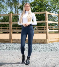 Premier Equine Mirillo Ladies Full Seat Gel Riding Tights Navy
