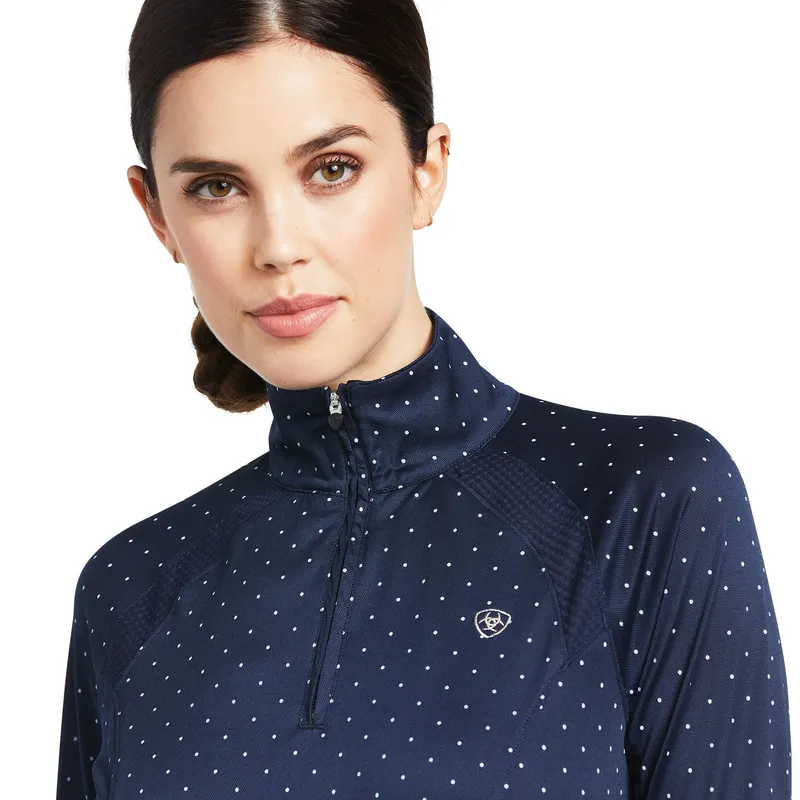 Ariat Women's Sunstopper 2.0 1/4 Zip Baselayer Navy Dot 4 Ariat Women's Sunstopper 2.0 1/4 Zip Baselayer Navy Dot - Image 4