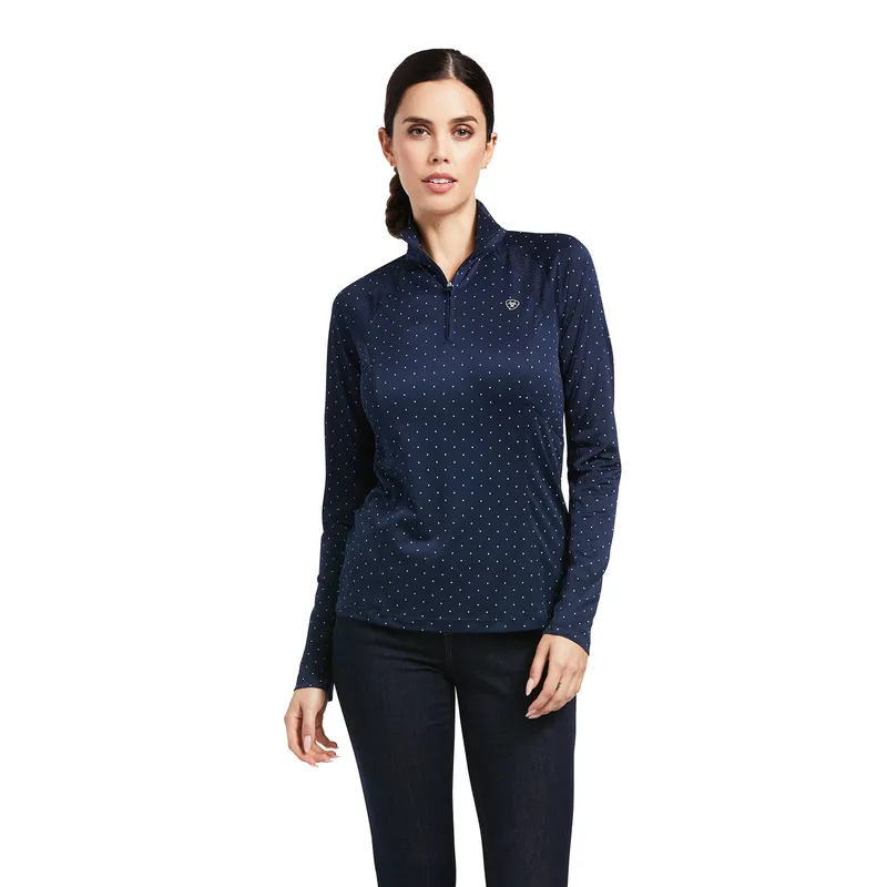 Ariat Women's Sunstopper 2.0 1/4 Zip Baselayer Navy Dot 1 Ariat Women's Sunstopper 2.0 1/4 Zip Baselayer Navy Dot