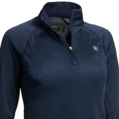 Ariat Women's Sunstopper 2.0 1/4 Zip Baselayer Navy 8 Ariat Women's Sunstopper 2.0 1/4 Zip Baselayer Navy -Lemieux Shop S20 WMS ENGL Couto 10030464 ghost detail01