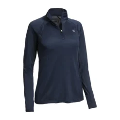 Ariat Women's Sunstopper 2.0 1/4 Zip Baselayer Navy 9 Ariat Women's Sunstopper 2.0 1/4 Zip Baselayer Navy -Lemieux Shop S20 WMS ENGL Couto 10030464 ghost front