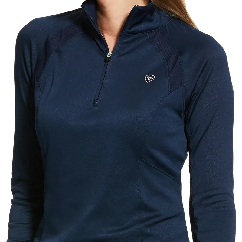 Ariat Women's Sunstopper 2.0 1/4 Zip Baselayer Navy 2 Ariat Women's Sunstopper 2.0 1/4 Zip Baselayer Navy - Image 2