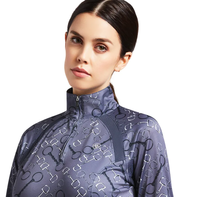 Ariat Women's Sunstopper 2.0 1/4 Zip Baselayer Charcoal Bit Print 3 Ariat Women's Sunstopper 2.0 1/4 Zip Baselayer Charcoal Bit Print - Image 3