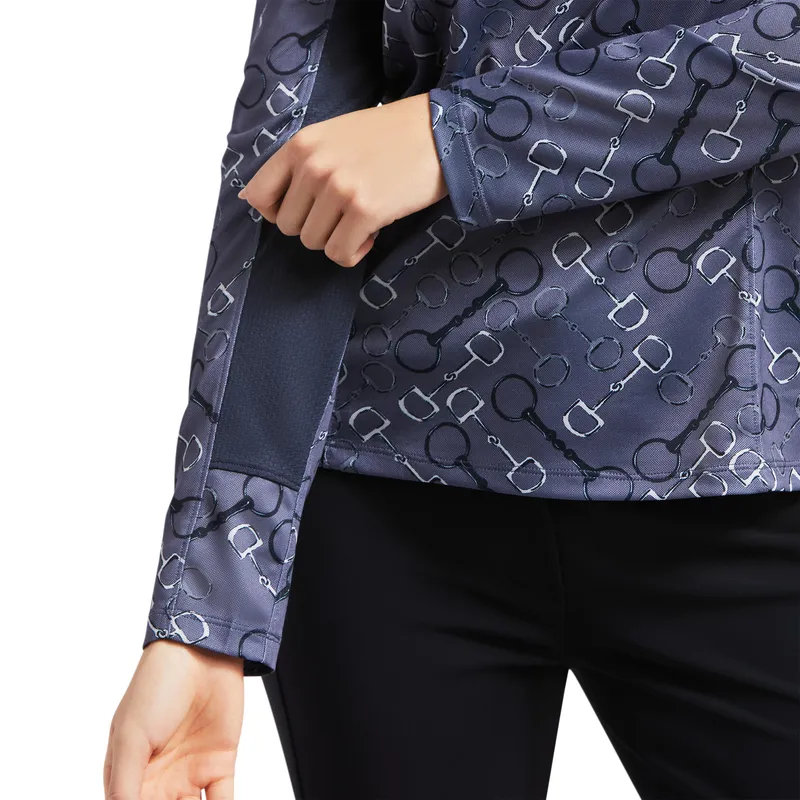 Ariat Women's Sunstopper 2.0 1/4 Zip Baselayer Charcoal Bit Print 4 Ariat Women's Sunstopper 2.0 1/4 Zip Baselayer Charcoal Bit Print - Image 4