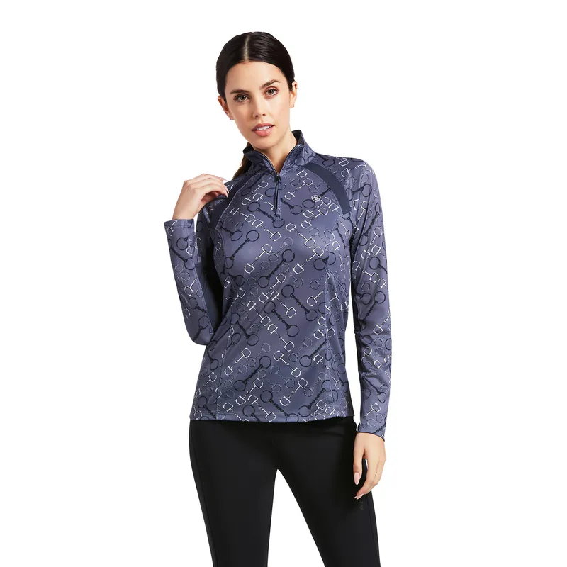 Ariat Women's Sunstopper 2.0 1/4 Zip Baselayer Charcoal Bit Print 1 Ariat Women's Sunstopper 2.0 1/4 Zip Baselayer Charcoal Bit Print