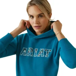Ariat Women's 3D Logo 2.0 Hoodie Mosaic Blue 6 Ariat Women's 3D Logo 2.0 Hoodie Mosaic Blue -Lemieux Shop S23 WMS ENGL 10043321 detail01