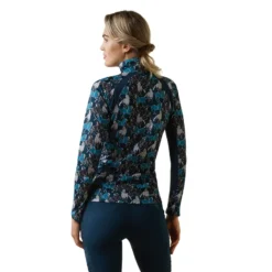 Ariat Women's Sunstopper 2.0 1/4 Zip Baselayer Mosaic Blue Reflection's Print -Lemieux Shop S23 WMS ENGL 10043591 back