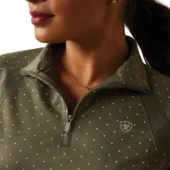 Ariat Women's Sunstopper 2.0 1/4 Zip Baselayer Beetle Dot -Lemieux Shop S23 WMS ENGL 10043592 detail01