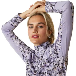 Ariat Women's Sunstopper 2.0 1/4 Zip Baselayer Grey Camo Floral -Lemieux Shop S23 WMS ENGL 10043595 detail03