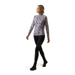 Ariat Women's Sunstopper 2.0 1/4 Zip Baselayer Grey Camo Floral -Lemieux Shop S23 WMS ENGL 10043595 full