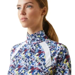 Ariat Women's Sunstopper 2.0 1/4 Zip Baselayer Blue Camo Floral 10 Ariat Women's Sunstopper 2.0 1/4 Zip Baselayer Blue Camo Floral -Lemieux Shop S23 WMS ENGL 10043599 detail02