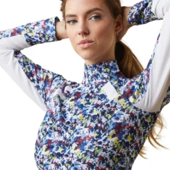 Ariat Women's Sunstopper 2.0 1/4 Zip Baselayer Blue Camo Floral 11 Ariat Women's Sunstopper 2.0 1/4 Zip Baselayer Blue Camo Floral -Lemieux Shop S23 WMS ENGL 10043599 detail03