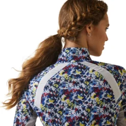 Ariat Women's Sunstopper 2.0 1/4 Zip Baselayer Blue Camo Floral 12 Ariat Women's Sunstopper 2.0 1/4 Zip Baselayer Blue Camo Floral -Lemieux Shop S23 WMS ENGL 10043599 detail04