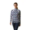 Ariat Women's Sunstopper 2.0 1/4 Zip Baselayer Blue Camo Floral