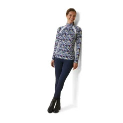 Ariat Women's Sunstopper 2.0 1/4 Zip Baselayer Blue Camo Floral 13 Ariat Women's Sunstopper 2.0 1/4 Zip Baselayer Blue Camo Floral -Lemieux Shop S23 WMS ENGL 10043599 front02