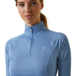 Ariat Women's Sunstopper 2.0 1/4 Zip Baselayer Ashleigh Blue 13 Ariat Women's Sunstopper 2.0 1/4 Zip Baselayer Ashleigh Blue -Lemieux Shop S23 WMS ENGL 10043600 front