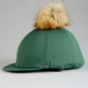 Premier Equine Jersey Hat Silk With Faux Fur Pom Pom Green