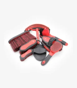 Premier Equine Soft-Touch Grooming Kit Set Black/Red