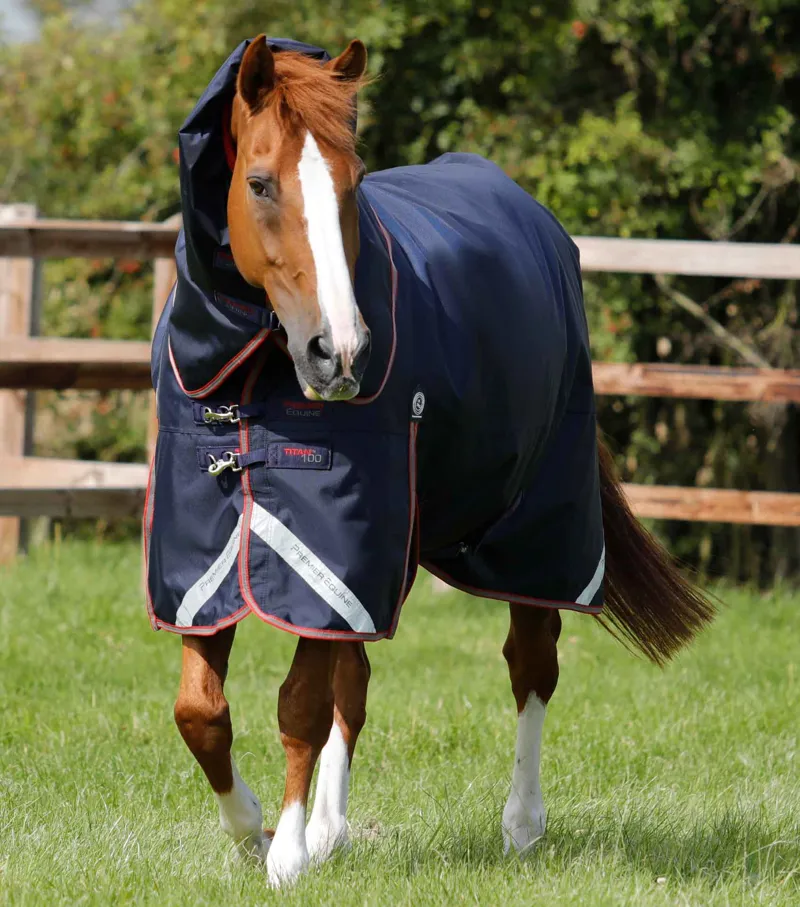Premier Equine Titan 100g Turnout Rug With Snug-Fit Neck Cover Navy 1 Premier Equine Titan 100g Turnout Rug With Snug-Fit Neck Cover Navy