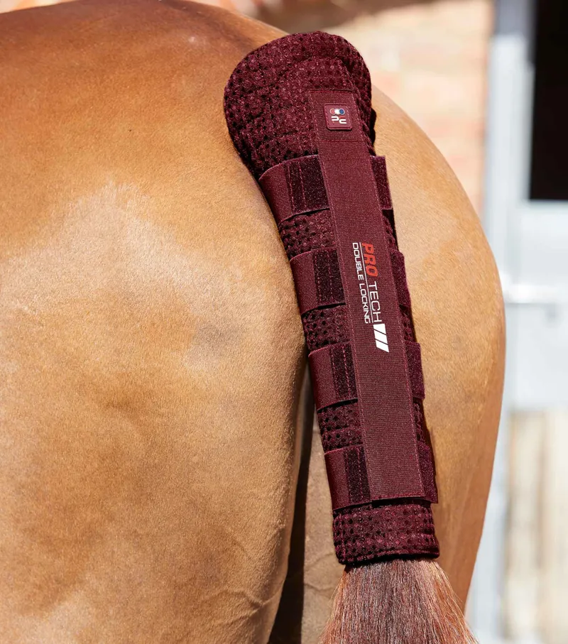 Premier Equine Waffle Quilted Double Locking Tail Guard Burgundy 1 Premier Equine Waffle Quilted Double Locking Tail Guard Burgundy