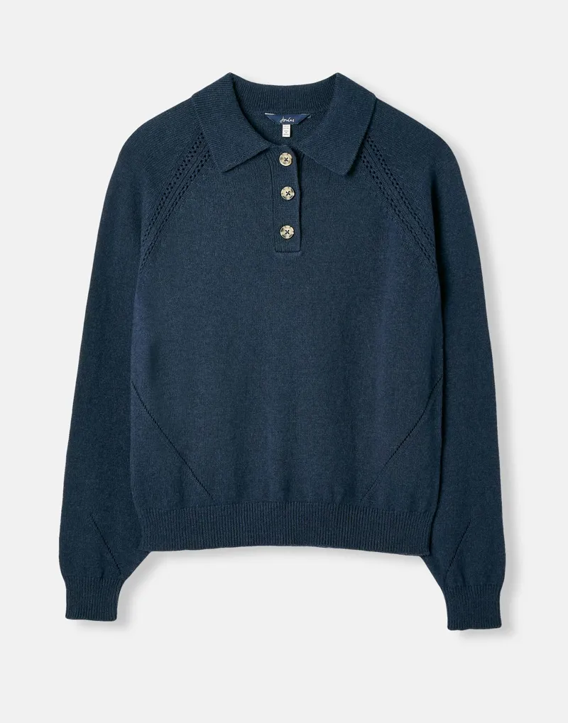 Joules Women's Mia Collared Pointelle Jumper - French Navy 6 Joules Women's Mia Collared Pointelle Jumper - French Navy - Image 6