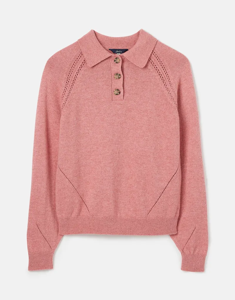 Joules Women's Mia Collared Pointelle Jumper - Pink 2 Joules Women's Mia Collared Pointelle Jumper - Pink - Image 2