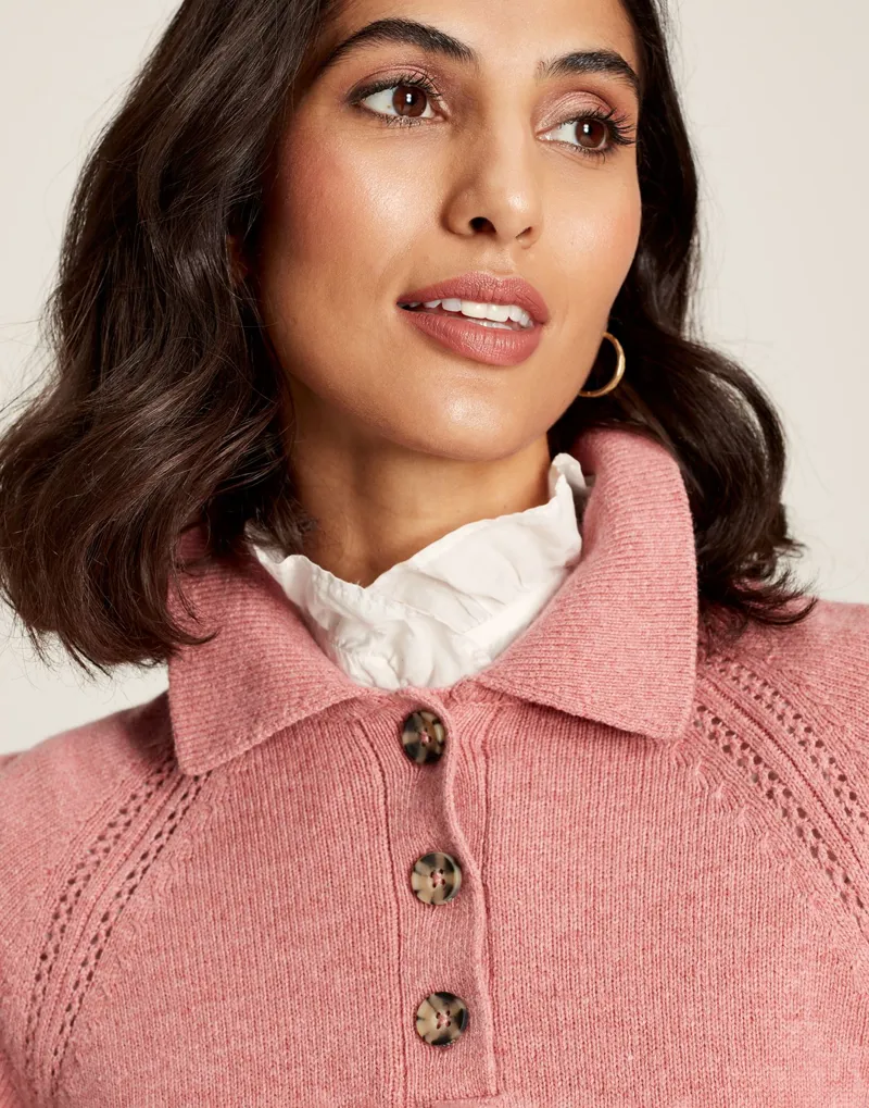 Joules Women's Mia Collared Pointelle Jumper - Pink 7 Joules Women's Mia Collared Pointelle Jumper - Pink - Image 7