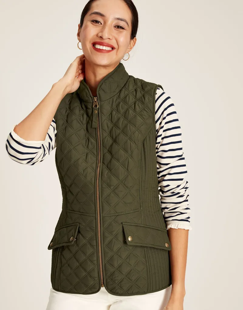 Joules Women's Minx Quilted Gilet - Heritage Green 1 Joules Women's Minx Quilted Gilet - Heritage Green