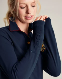 Joules Women's Ashley Long Sleeved Polo - French Navy -Lemieux Shop cdn.joules 184