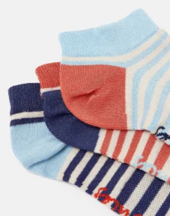 Joules Women's Rilla 3 Pack Trainer Sock - Blue Multi - UK 4-8 -Lemieux Shop cdn.joules 83