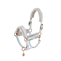 Eskadron Platinum Double Pin Metallic Faux Leather Faux Fur Headcollar - Powder Blue