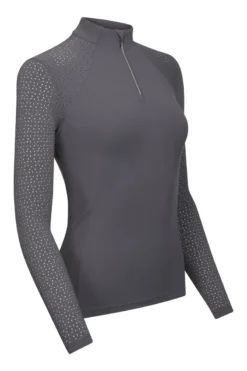 LeMieux Longsleeve Lazercut Baselayer Grey -Lemieux Shop lm lasercutlongsleeve grey3 lr