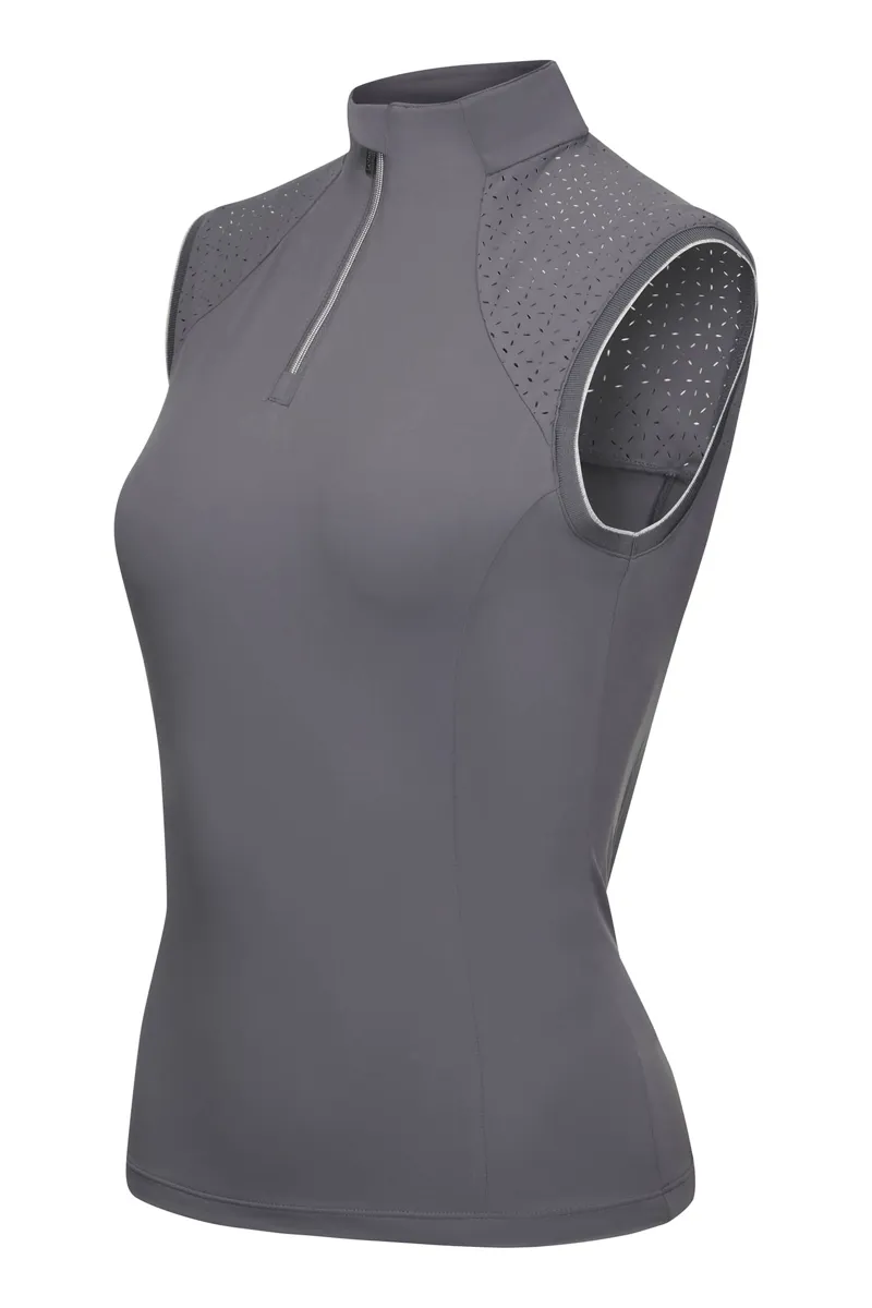 LeMieux Sleeveless Lazercut Baselayer Grey 2 LeMieux Sleeveless Lazercut Baselayer Grey - Image 2