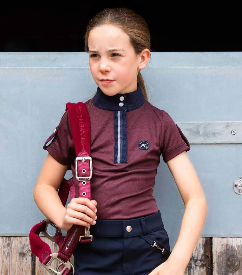 Premier Equine Mini Amia Girl's Technical Short Sleeve Riding Top Wine 3 Premier Equine Mini Amia Girl's Technical Short Sleeve Riding Top Wine - Image 3