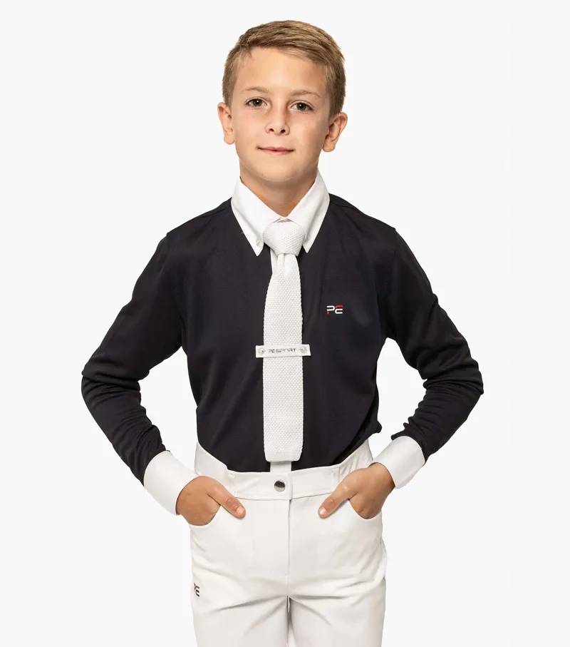Premier Equine Mini Giulio Boy's Long Sleeve Show Shirt Navy 2 Premier Equine Mini Giulio Boy's Long Sleeve Show Shirt Navy - Image 2