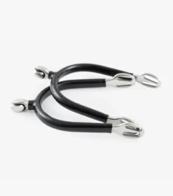 Premier Equine Rubber Covered Roller Ball Spurs Black/Silver